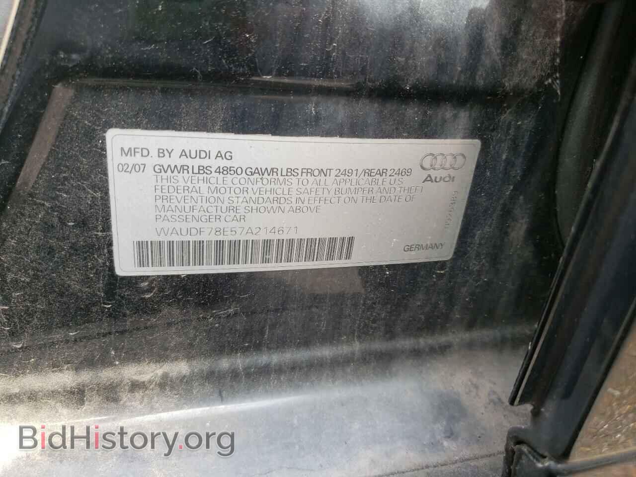 2007 AUDI A4 - VIN: WAUDF78E57A214671 - Фото 10