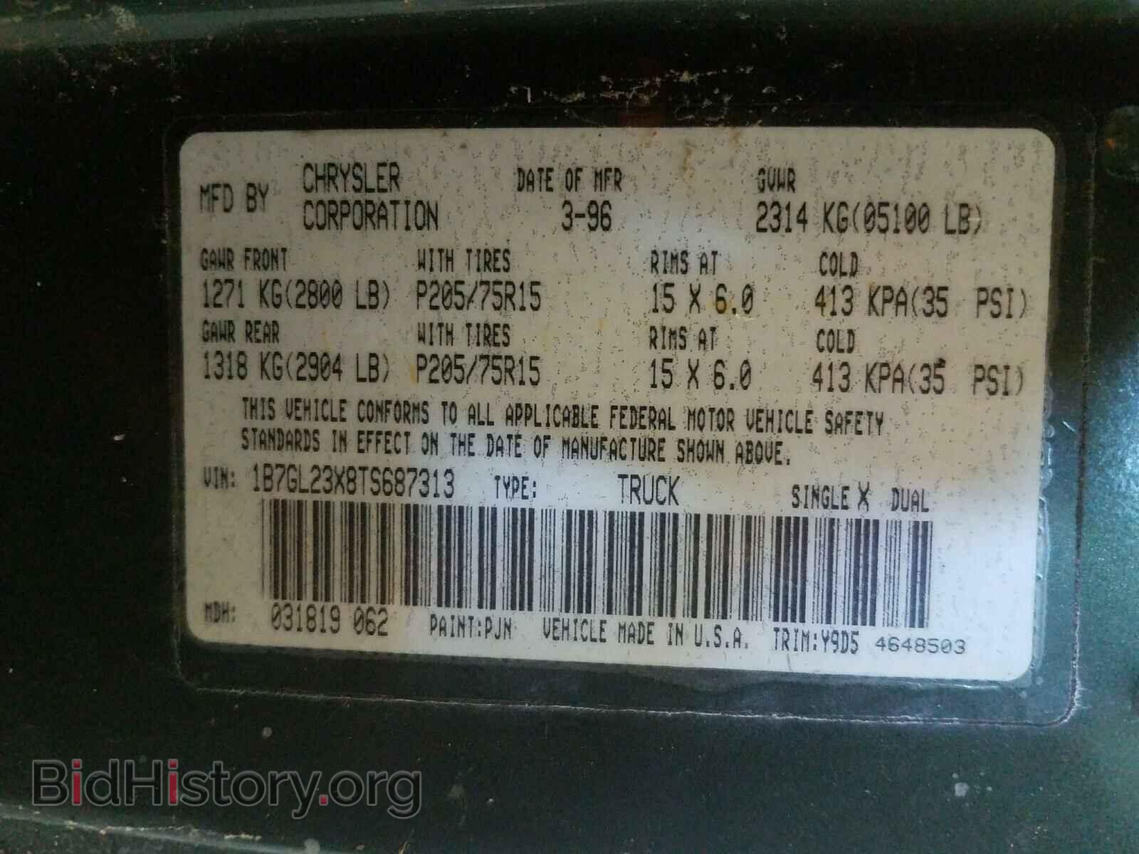 1996 DODGE DAKOTA - VIN: 1B7GL23X8TS687313 - Фото 10