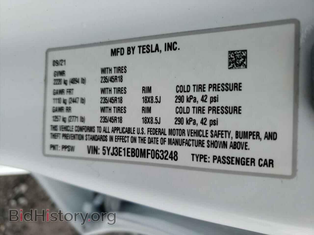2021 TESLA MODEL 3 - VIN: 5YJ3E1EB0MF063248 - Photo 10