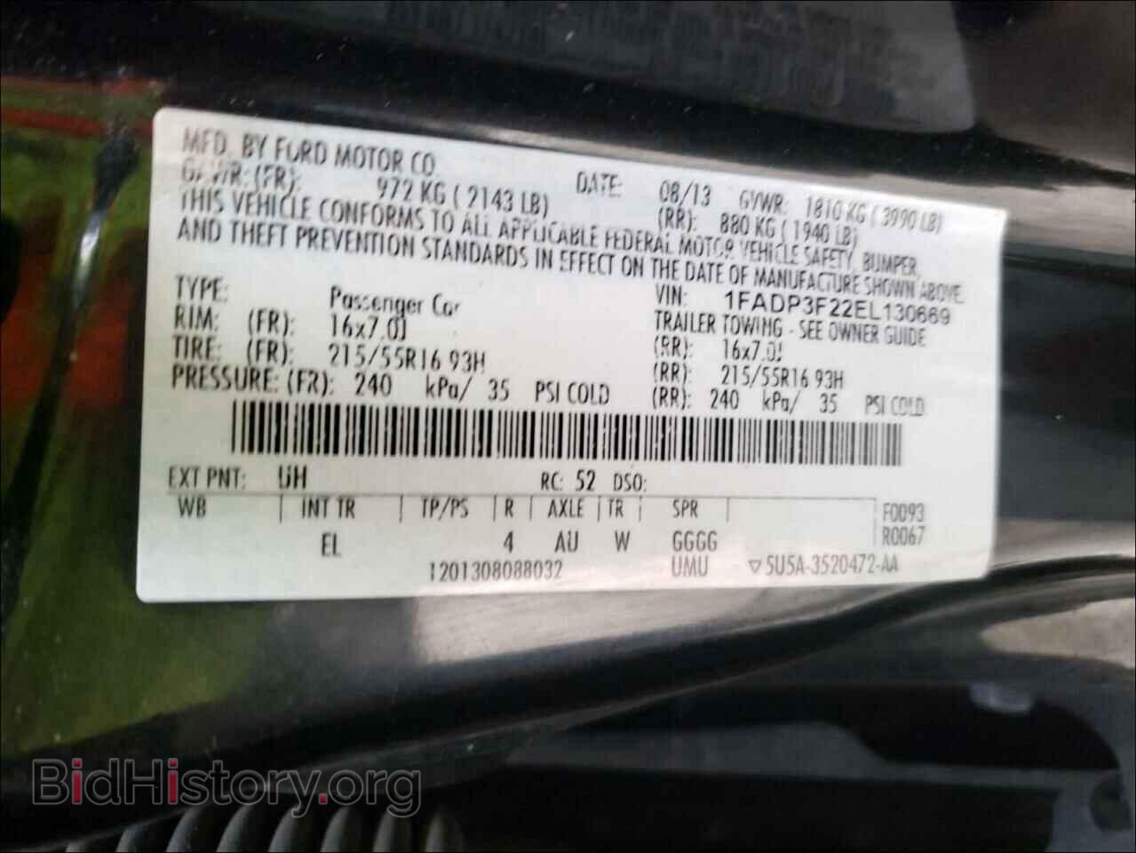 2014 FORD FOCUS - VIN: 1FADP3F22EL130669 - Фото 10