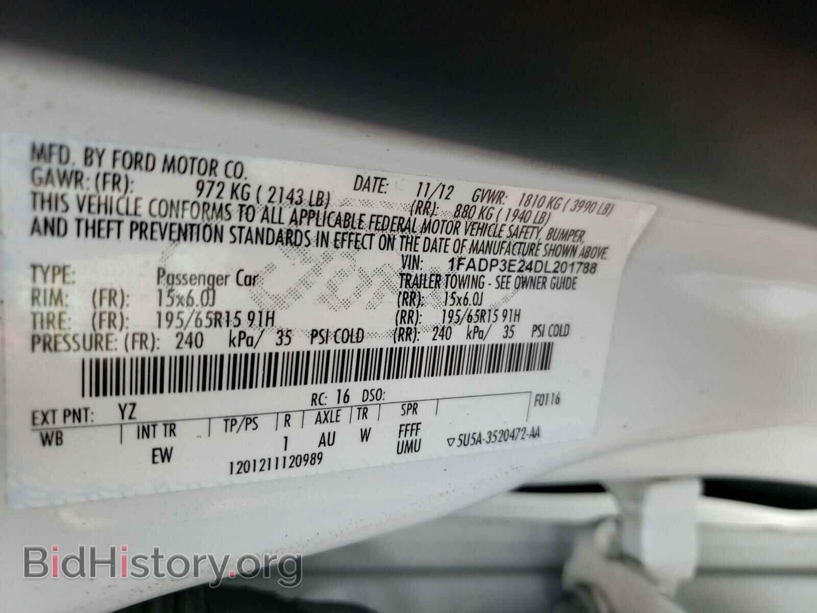 2013 FORD FOCUS - VIN: 1FADP3E24DL201788 - Фото 10