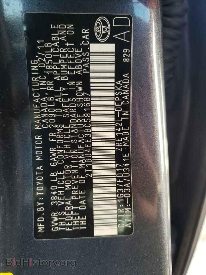 2011 TOYOTA COROLLA - VIN: 2T1BU4EE3BC581687 - Фото 10