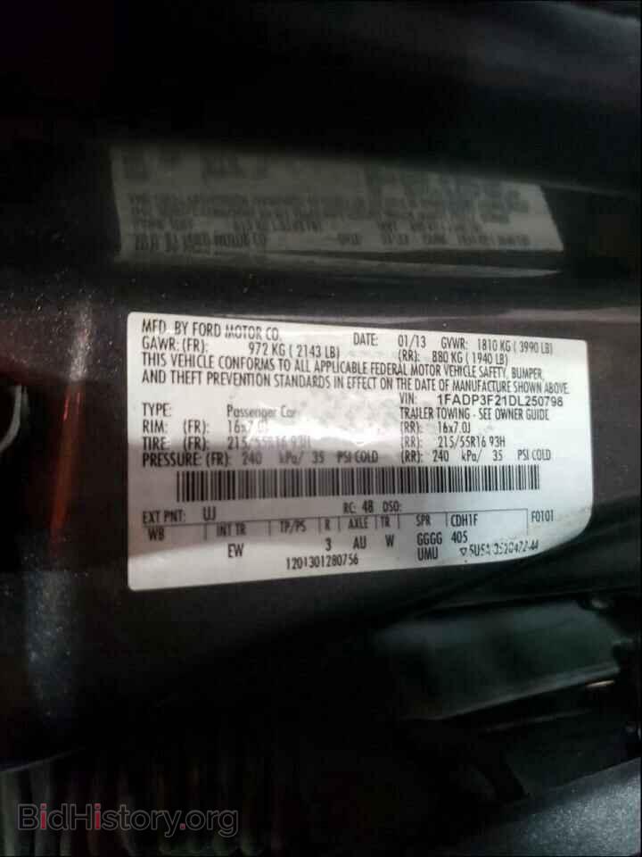 2013 FORD FOCUS - VIN: 1FADP3F21DL250798 - Фото 10