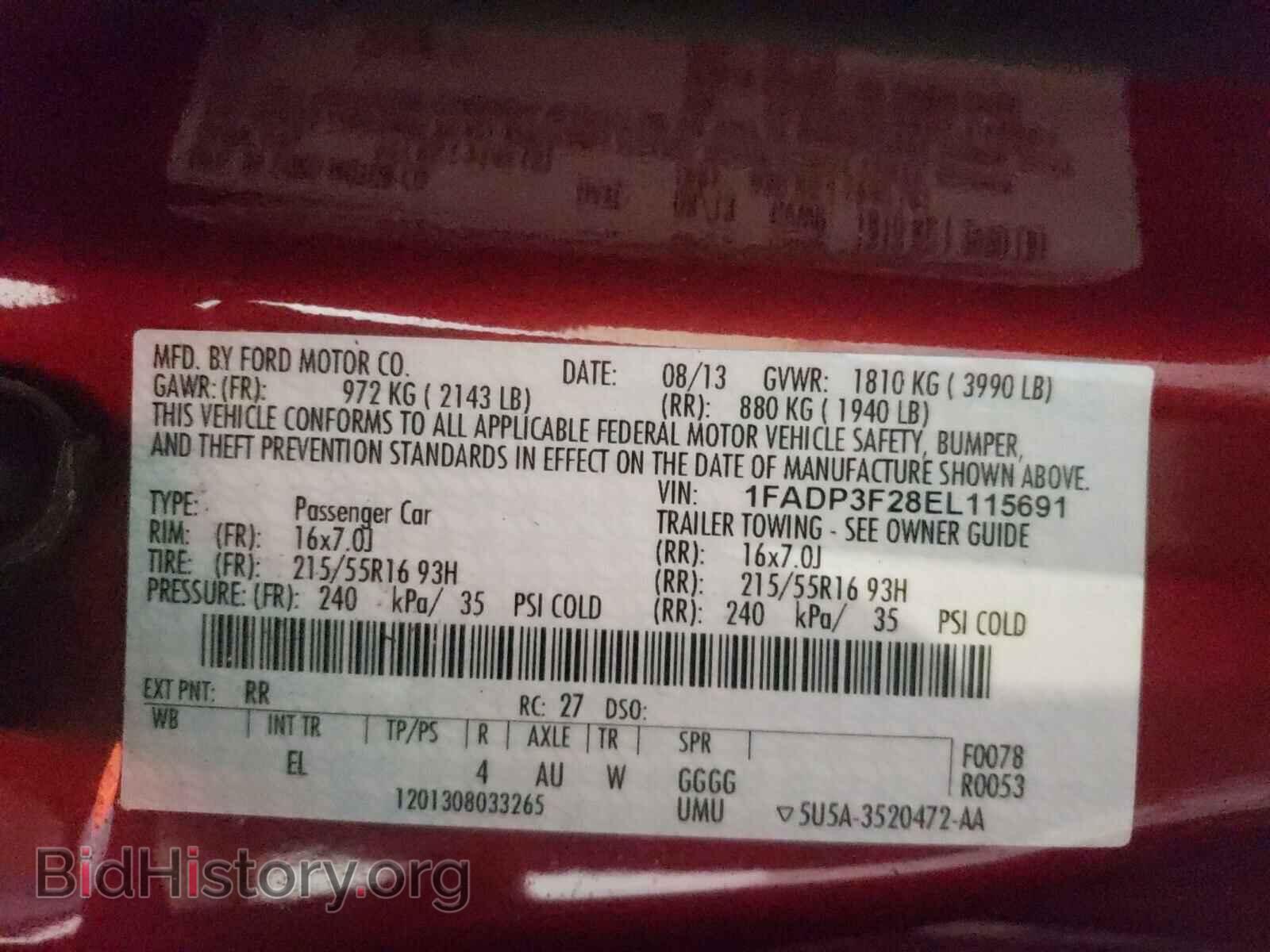 2014 FORD FOCUS - VIN: 1FADP3F28EL115691 - Фото 10
