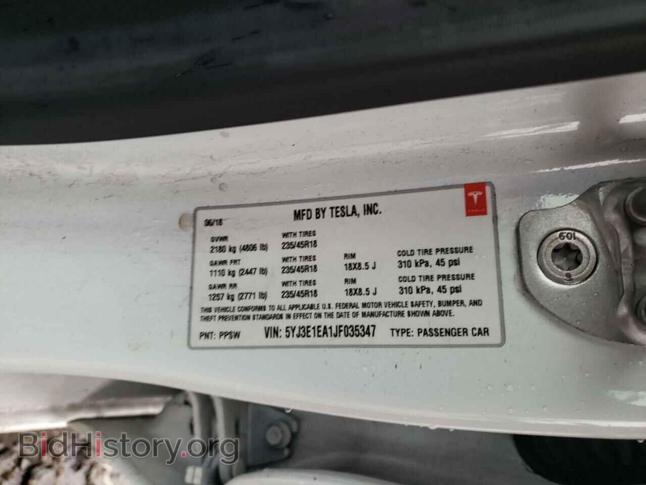 2018 TESLA MODEL 3 - VIN: 5YJ3E1EA1JF035347 - Фото 14