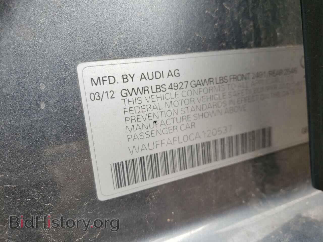 2012 AUDI A4 - VIN: WAUFFAFL0CA120537 - Photo 10