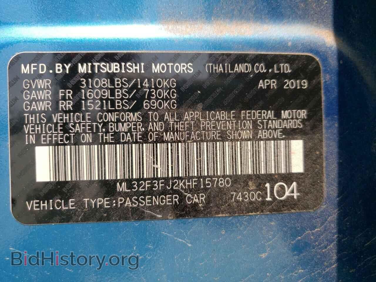2019 MITSUBISHI MIRAGE - VIN: ML32F3FJ2KHF15780 - Фото 10