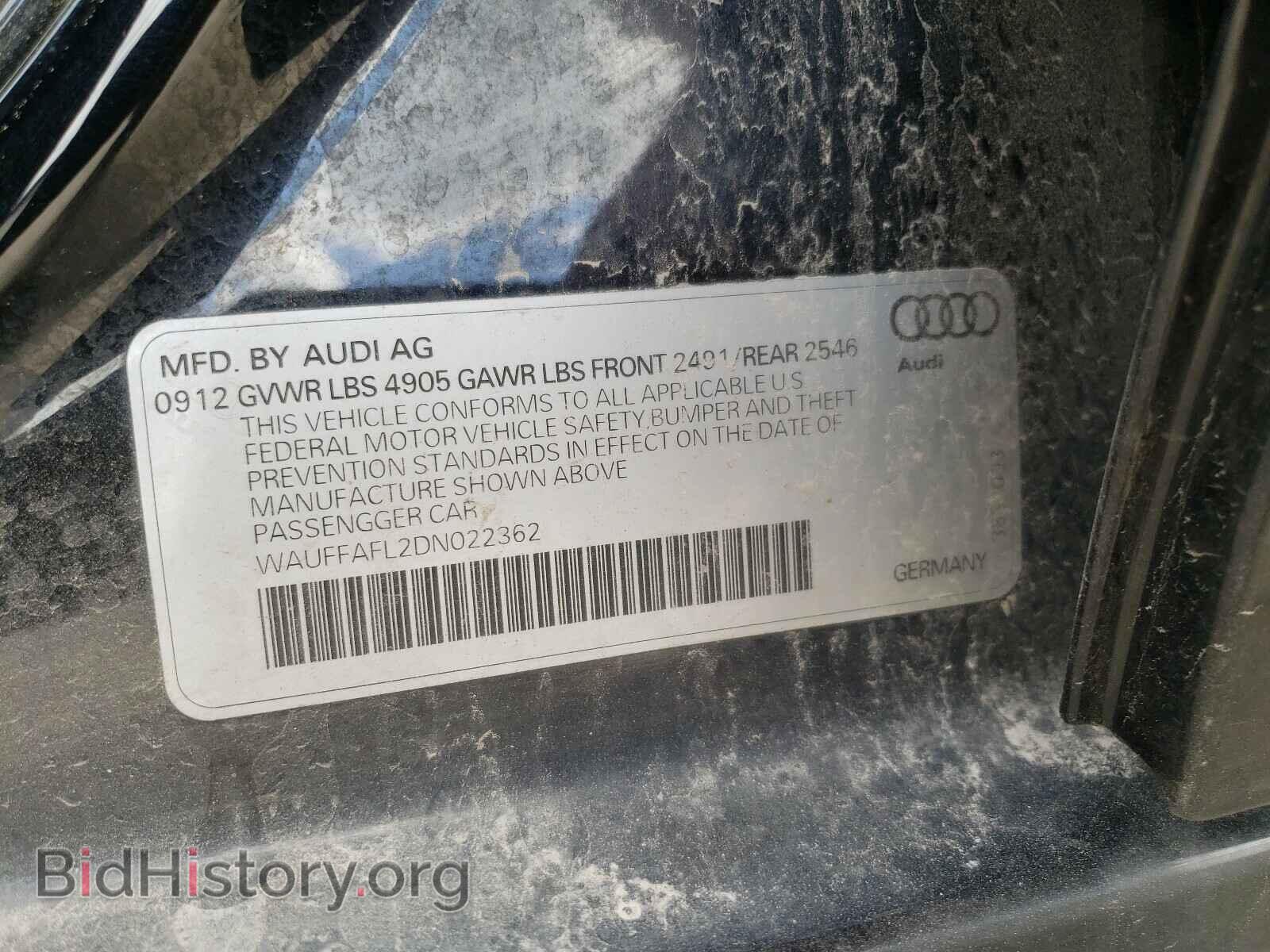 2013 AUDI A4 - VIN: WAUFFAFL2DN022362 - Фото 10