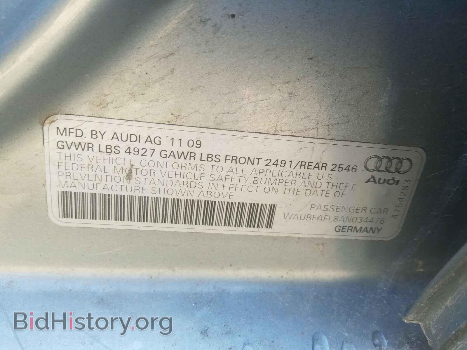 2010 AUDI A4 - VIN: WAUBFAFL8AN034476 - Фото 10