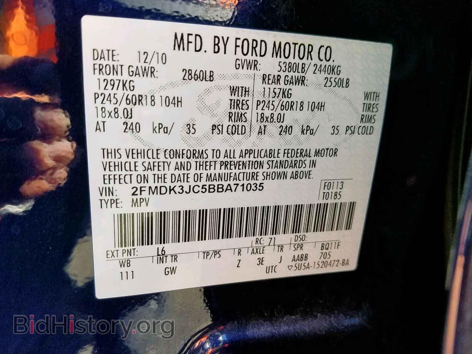 2011 FORD EDGE SEL - VIN: 2FMDK3JC5BBA71035 - Photo 10