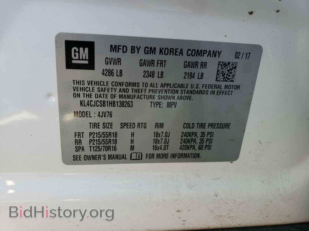 2017 BUICK ENCORE - VIN: KL4CJCSB1HB138263 - Фото 10