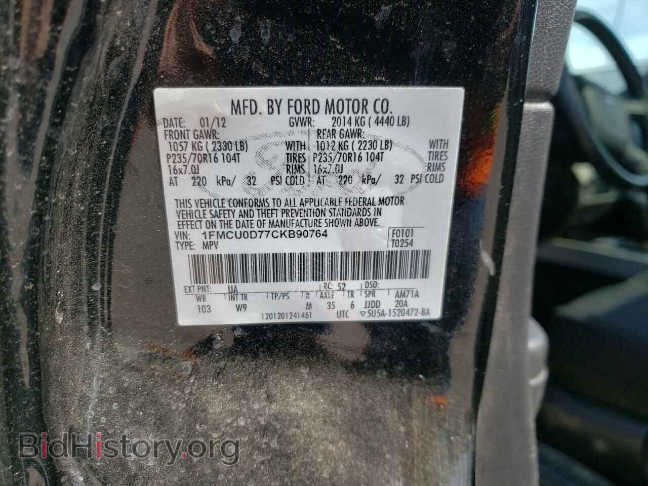2012 FORD ESCAPE - VIN: 1FMCU0D77CKB90764 - Фото 10