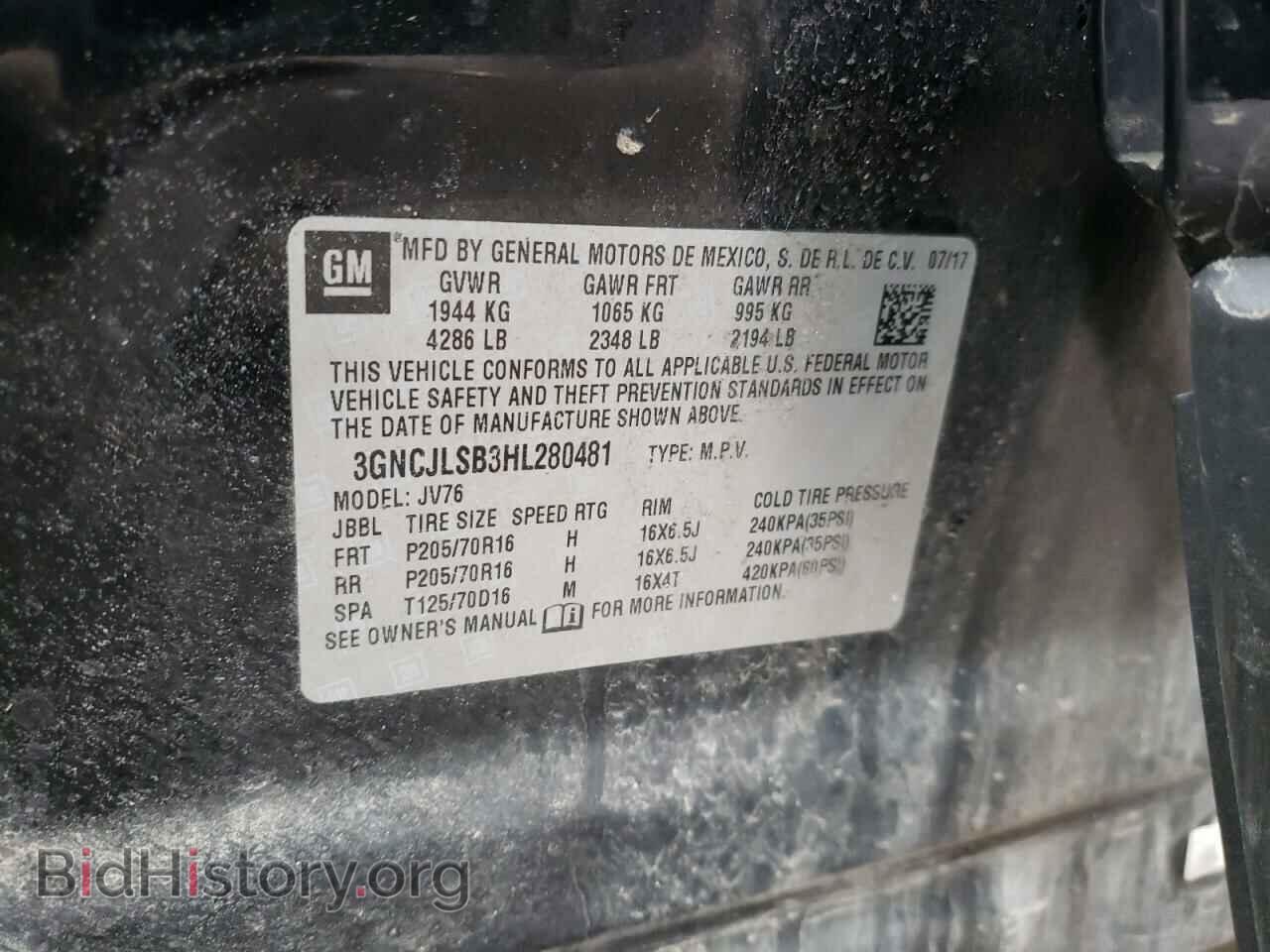 2017 CHEVROLET TRAX - VIN: 3GNCJLSB3HL280481 - Фото 10