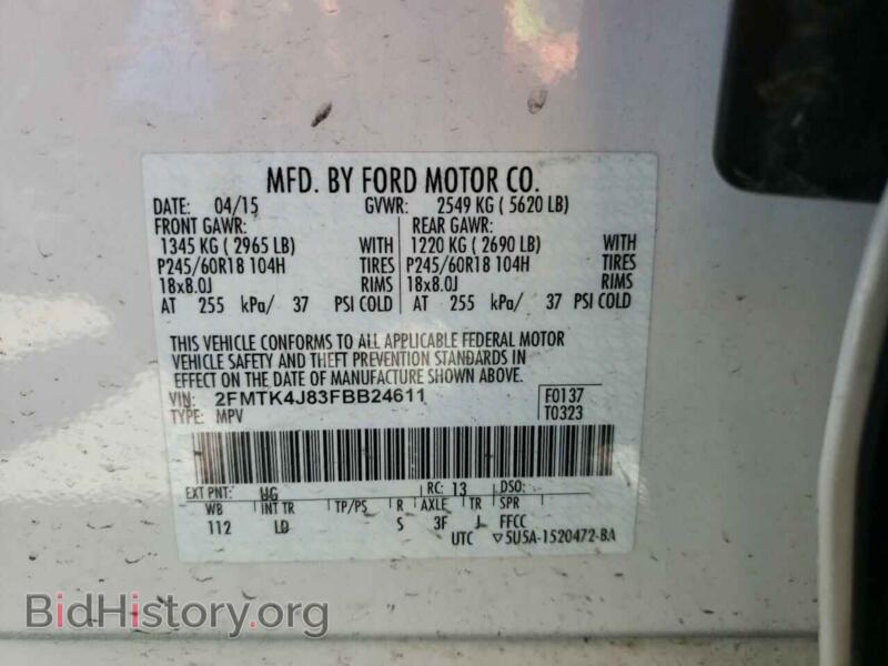 2015 Ford EDGE (VIN 2FMTK4J83FBB24611) — photo 10 of 10