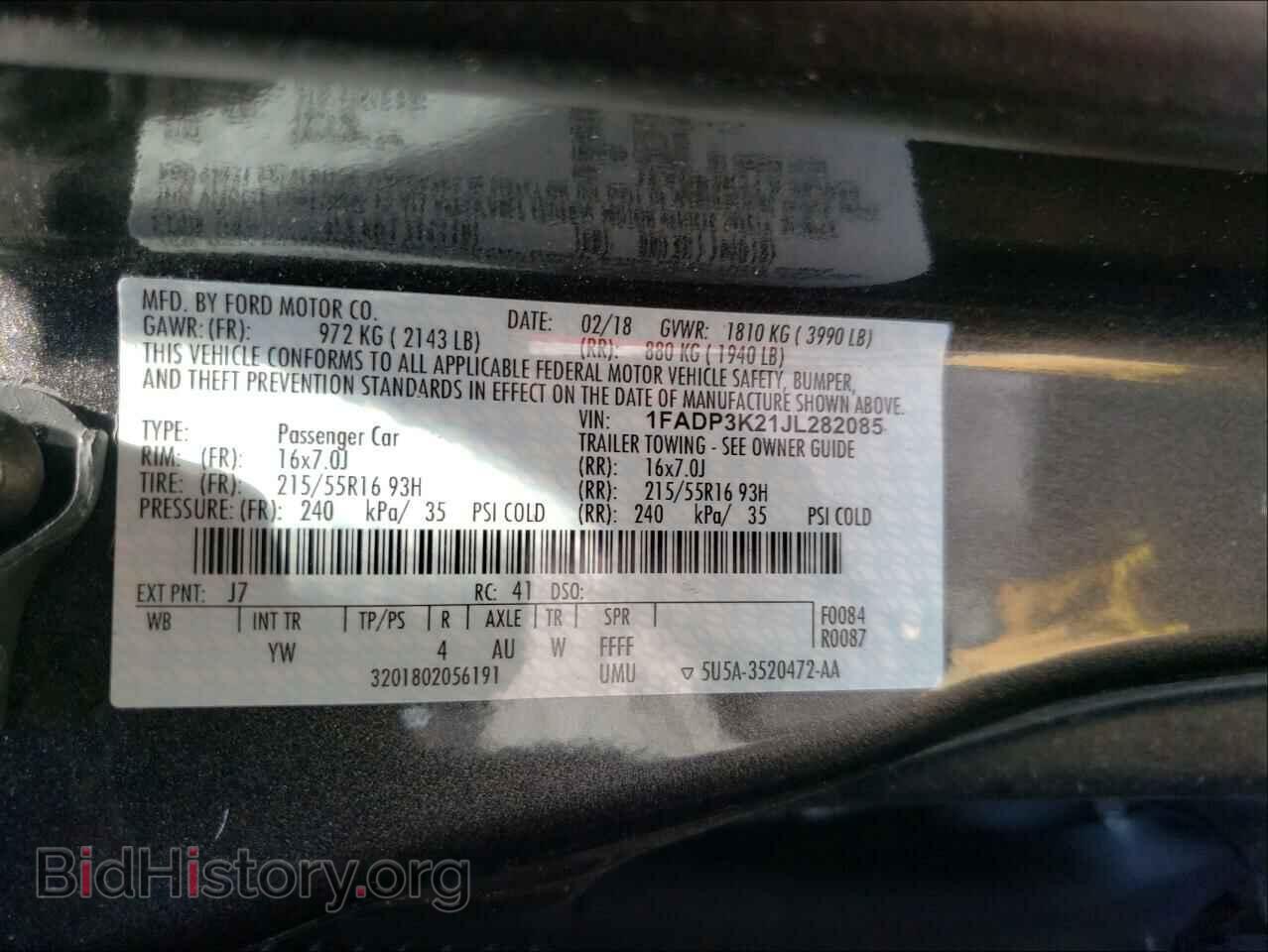 2018 FORD FOCUS - VIN: 1FADP3K21JL282085 - Фото 10