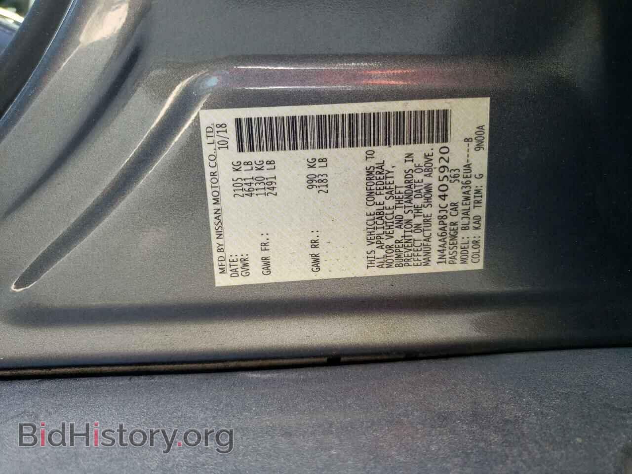 2018 NISSAN MAXIMA - VIN: 1N4AA6AP8JC405920 - Фото 13