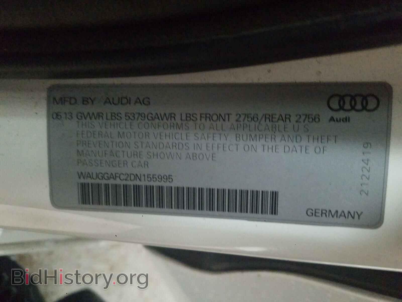 2013 AUDI A6 - VIN: WAUGGAFC2DN155995 - Фото 10