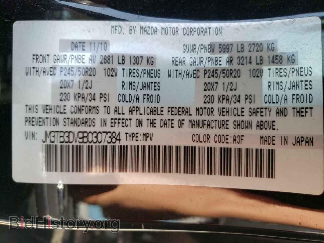 2011 MAZDA CX-9 - VIN: JM3TB3DV9B0307384 - Фото 10