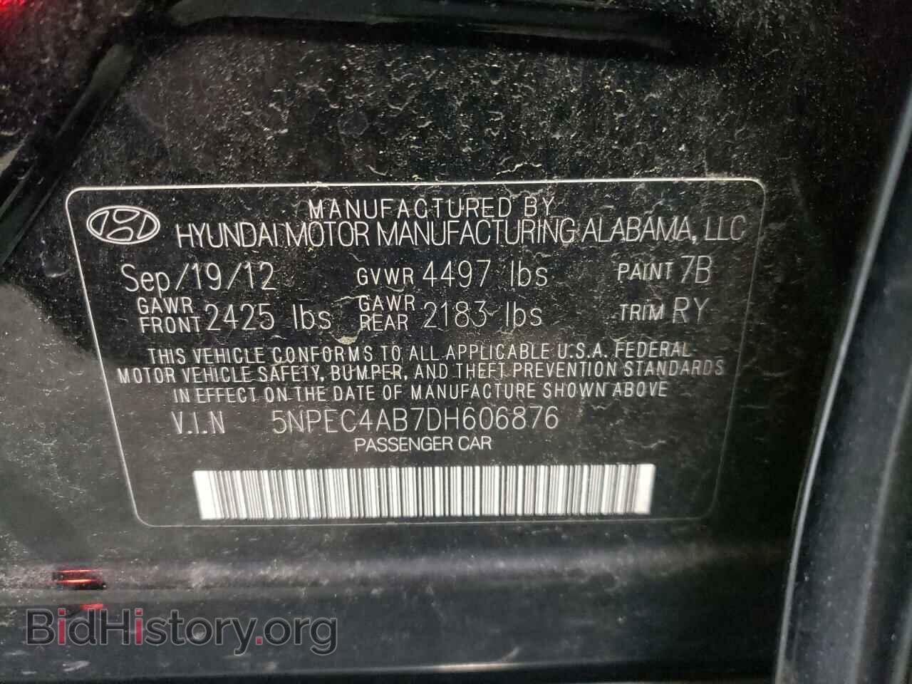 2013 HYUNDAI SONATA - VIN: 5NPEC4AB7DH606876 - Фото 10