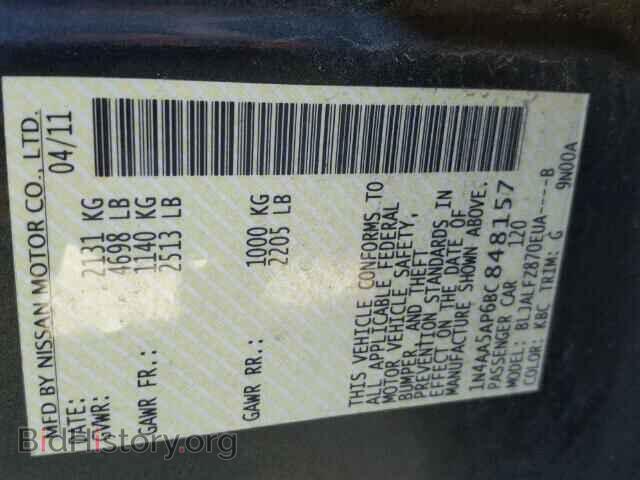 2011 NISSAN MAXIMA S - VIN: 1N4AA5AP6BC848157 - Фото 10