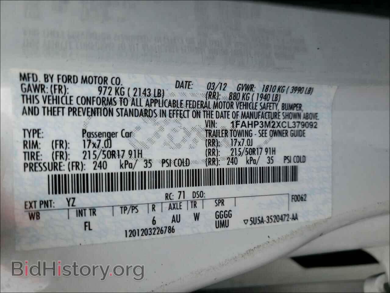 2012 FORD FOCUS - VIN: 1FAHP3M2XCL379092 - Фото 10