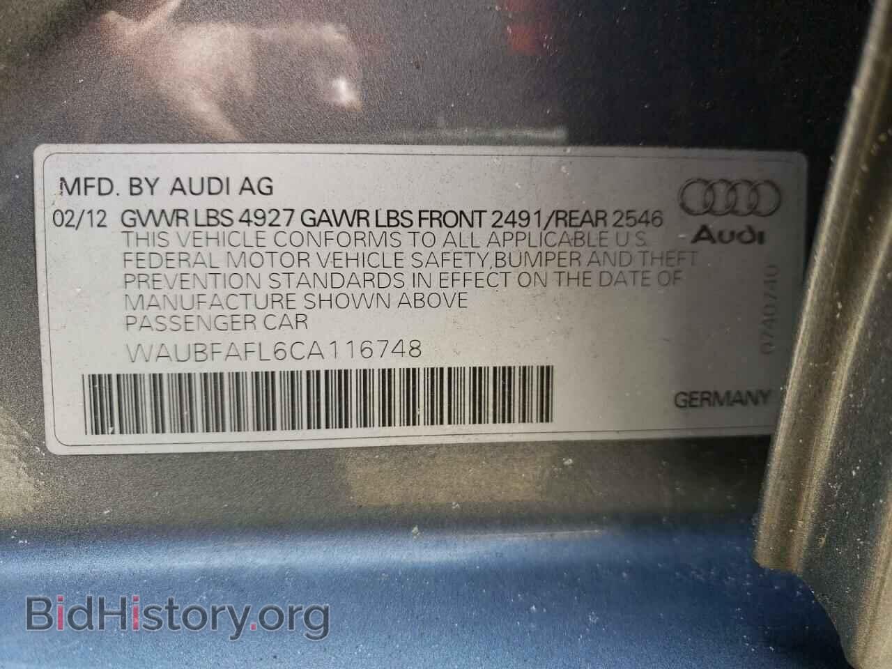 2012 AUDI A4 - VIN: WAUBFAFL6CA116748 - Фото 10