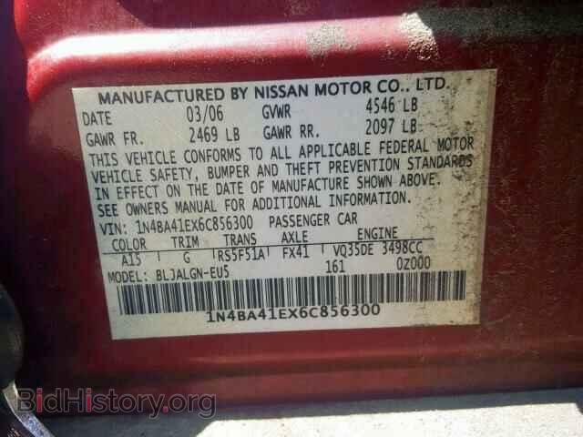 2006 NISSAN MAXIMA - VIN: 1N4BA41EX6C856300 - Фото 10