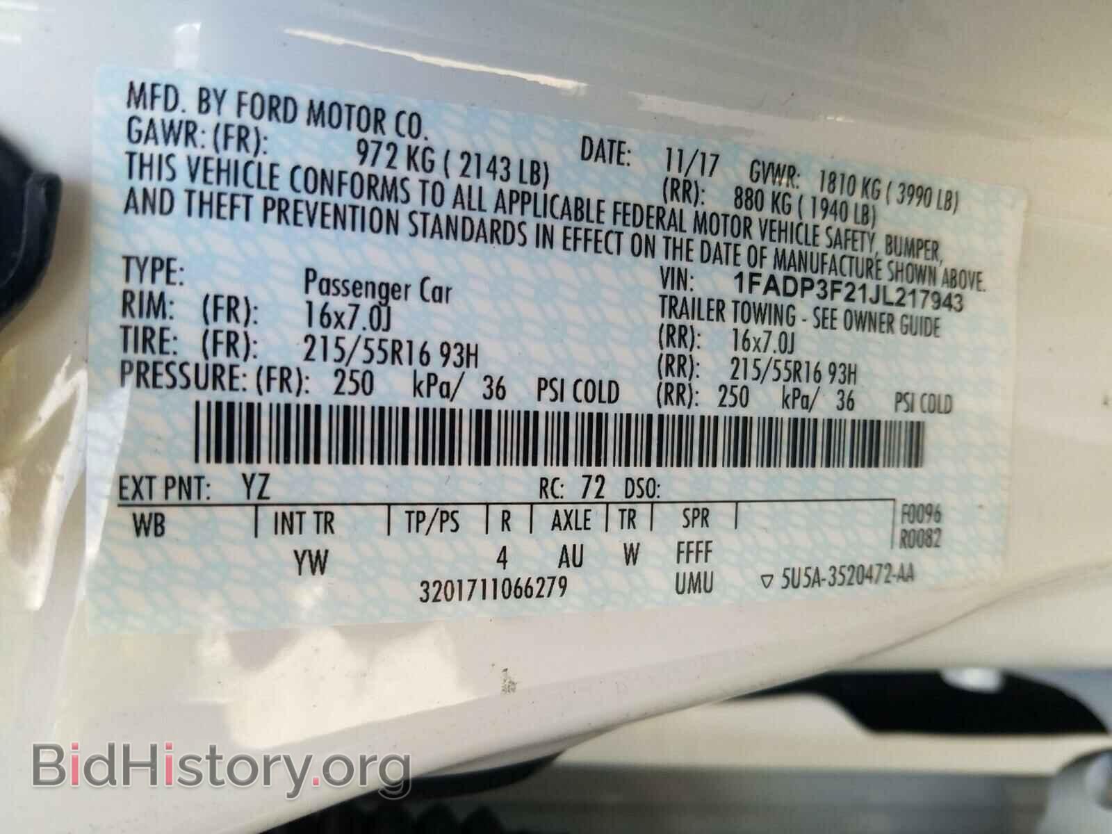 2018 FORD FOCUS - VIN: 1FADP3F21JL217943 - Фото 10