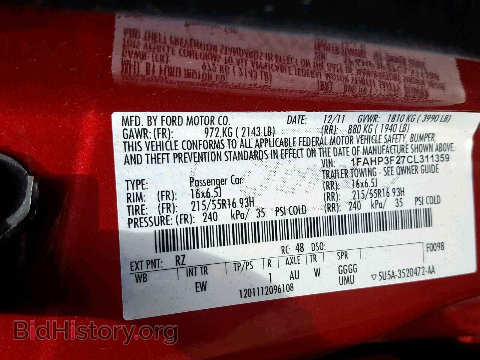 2012 FORD FOCUS SE - VIN: 1FAHP3F27CL311359 - Фото 10