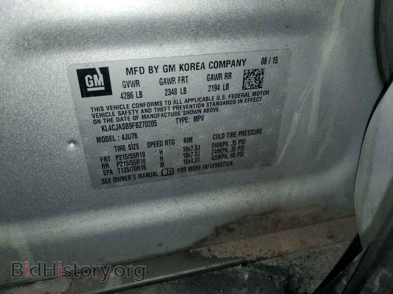 2015 BUICK ENCORE - VIN: KL4CJASB9FB270205 - Photo 13