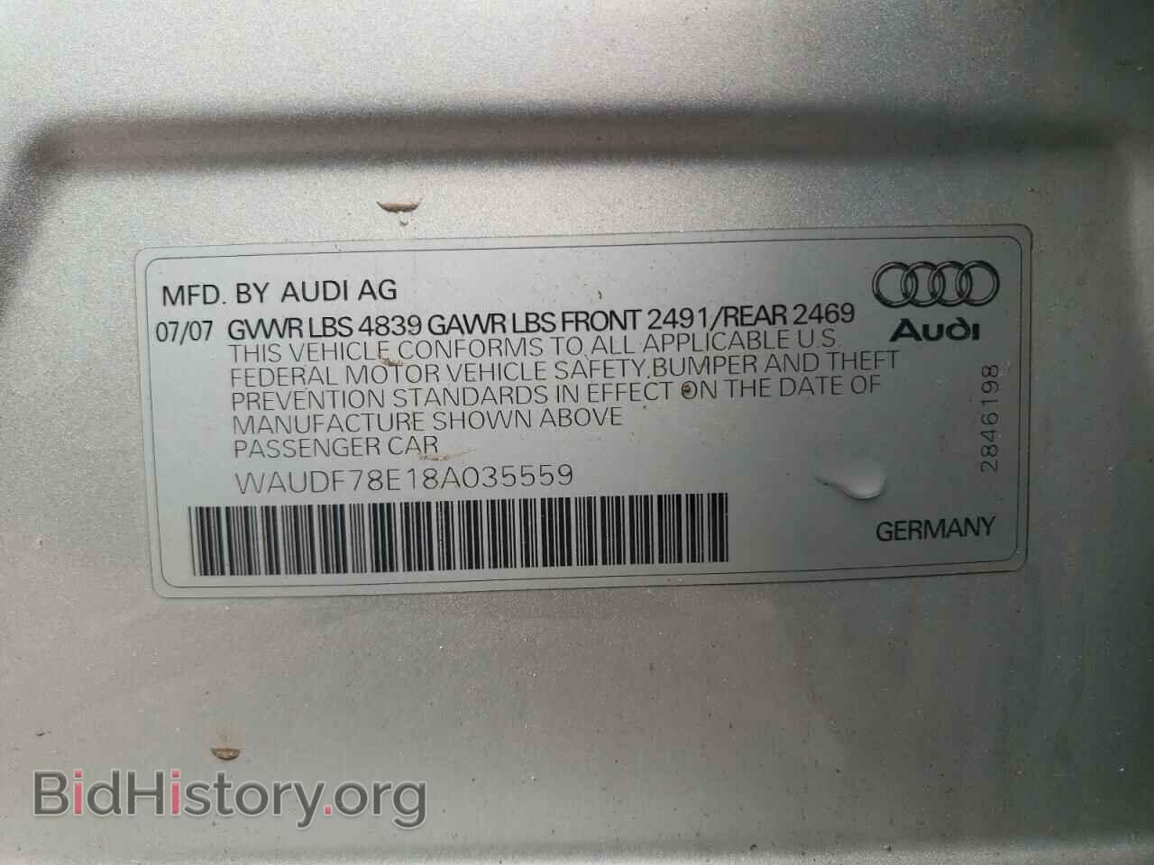 2008 AUDI A4 - VIN: WAUDF78E18A035559 - Фото 12