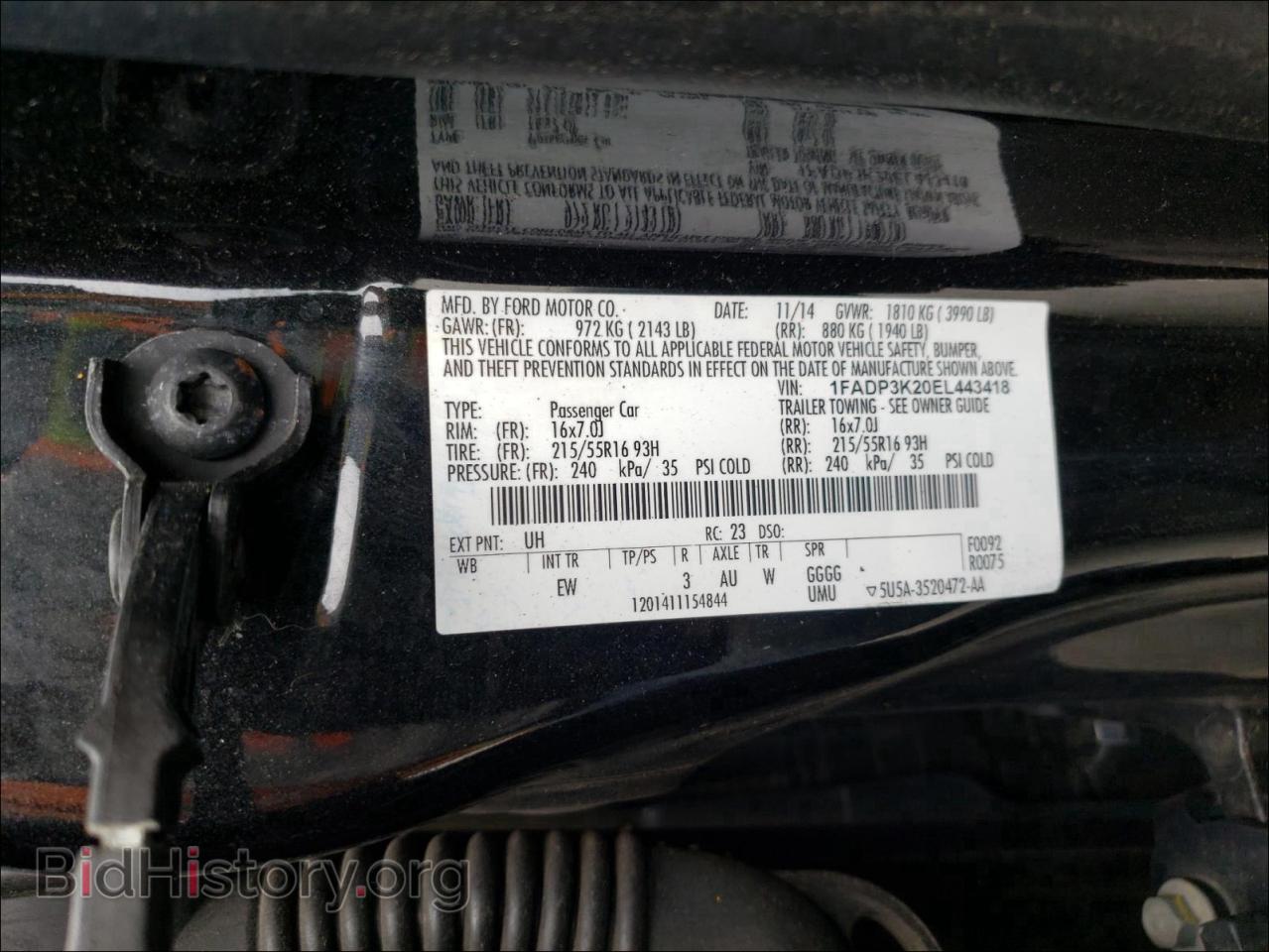 2014 FORD FOCUS - VIN: 1FADP3K20EL443418 - Фото 10