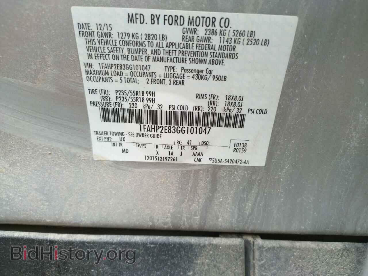 2016 FORD TAURUS - VIN: 1FAHP2E83GG101047 - Фото 10