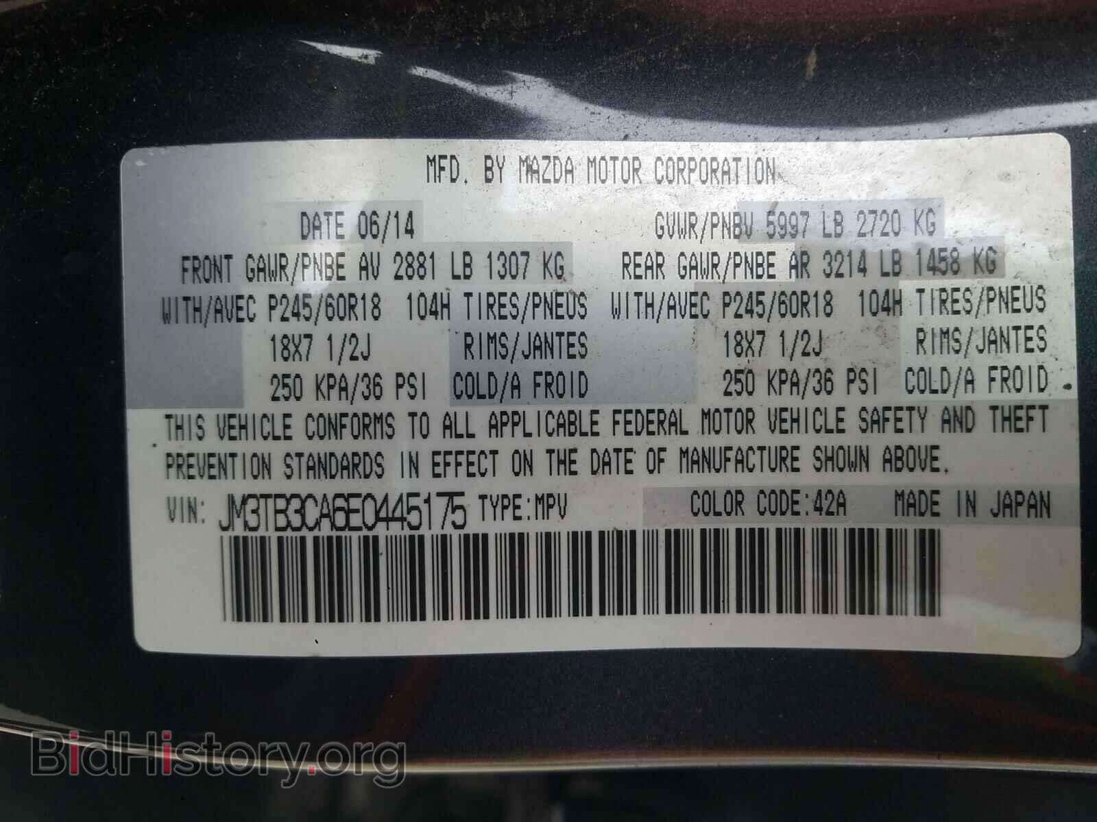 2014 MAZDA CX-9 - VIN: JM3TB3CA6E0445175 - Фото 10