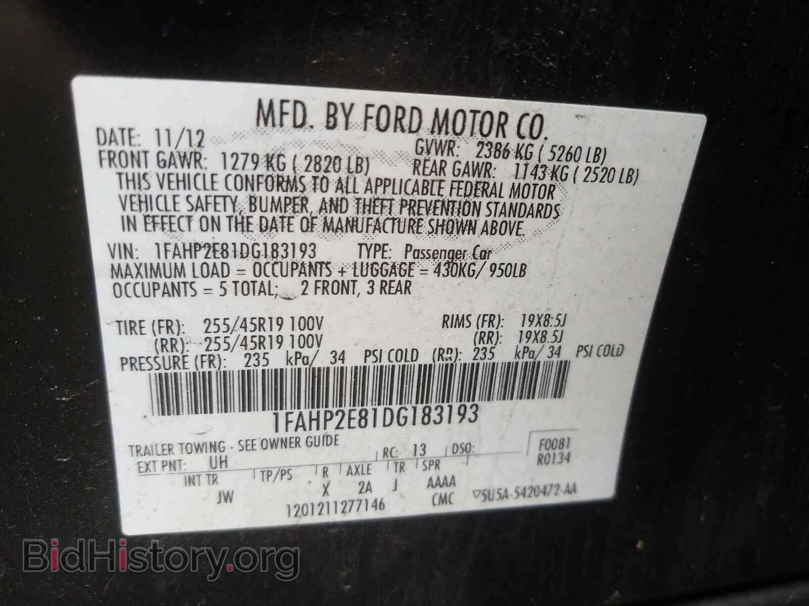 2013 FORD TAURUS - VIN: 1FAHP2E81DG183193 - Photo 10