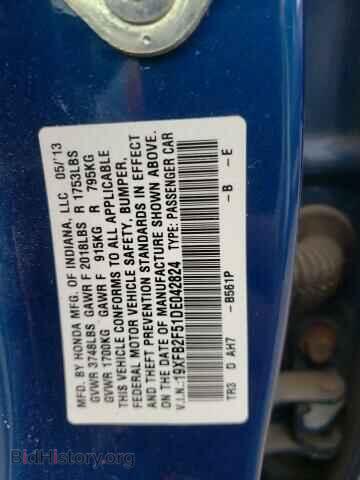 2013 HONDA CIVIC - VIN: 19XFB2F51DE042824 - Фото 10