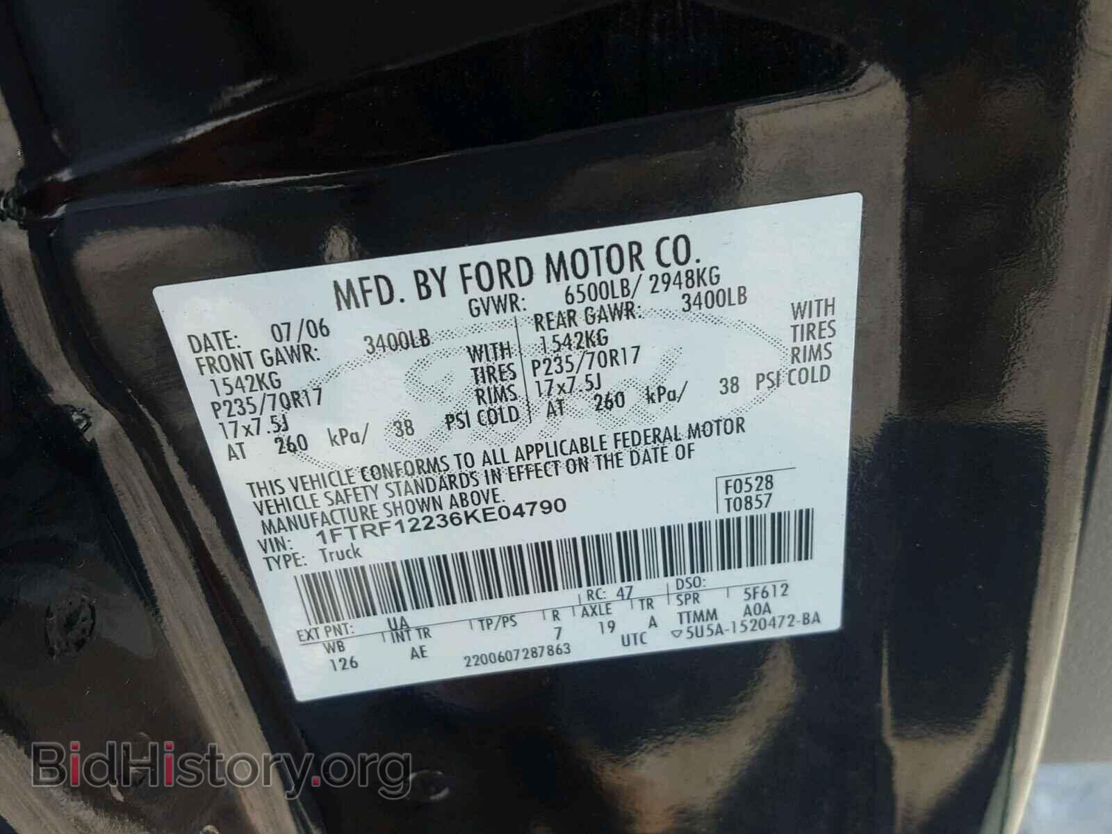 2006 FORD F150 - VIN: 1FTRF12236KE04790 - Фото 10