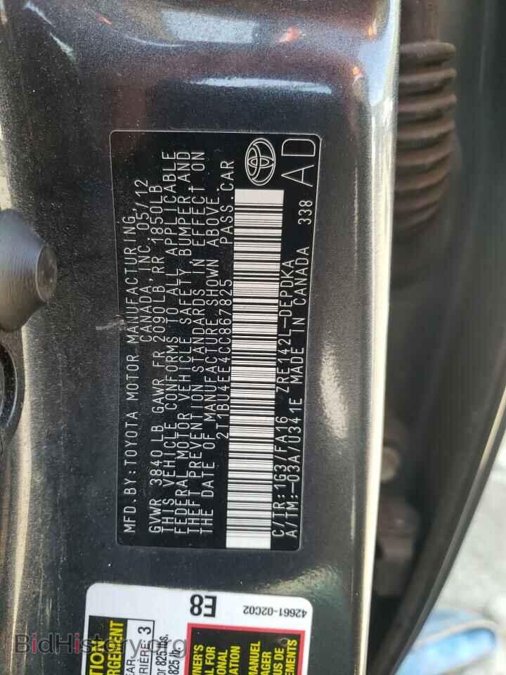 2012 TOYOTA COROLLA - VIN: 2T1BU4EE4CC867825 - Фото 10