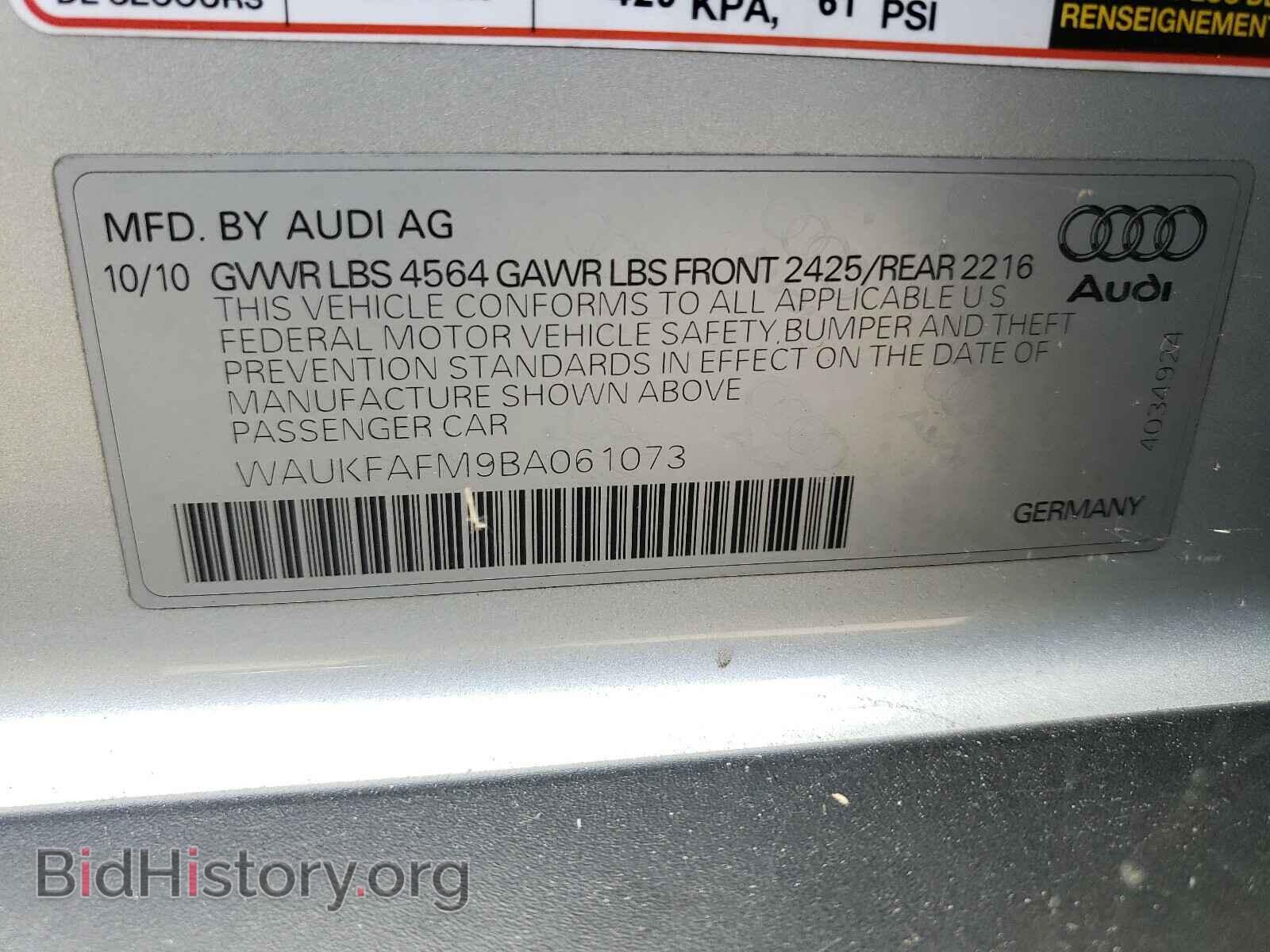 2011 AUDI A3 - VIN: WAUKFAFM9BA061073 - Photo 10