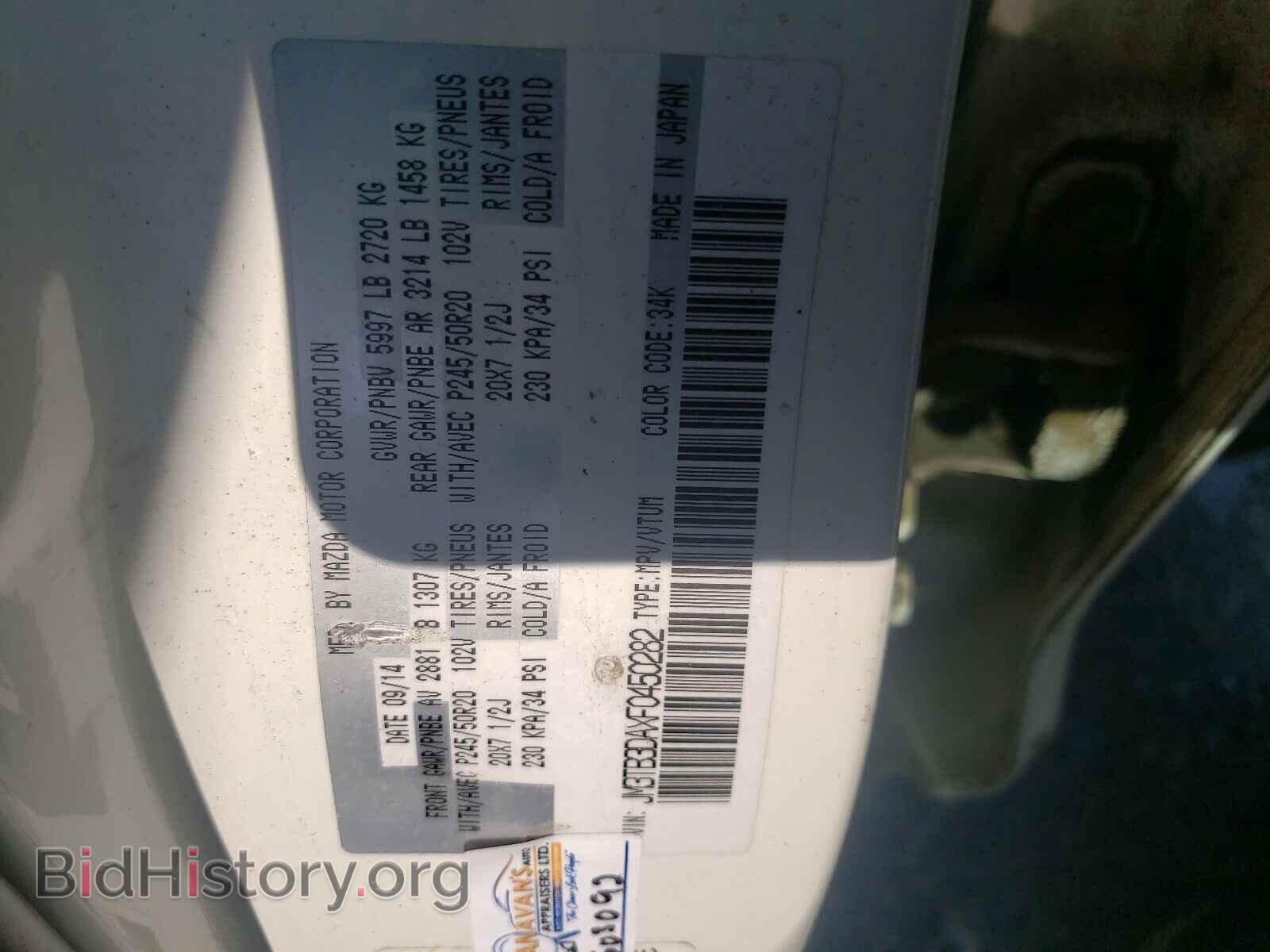 2015 MAZDA CX-9 - VIN: JM3TB3DAXF0450282 - Фото 10