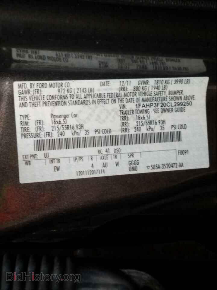 2012 FORD FOCUS - VIN: 1FAHP3F20CL299250 - Фото 10