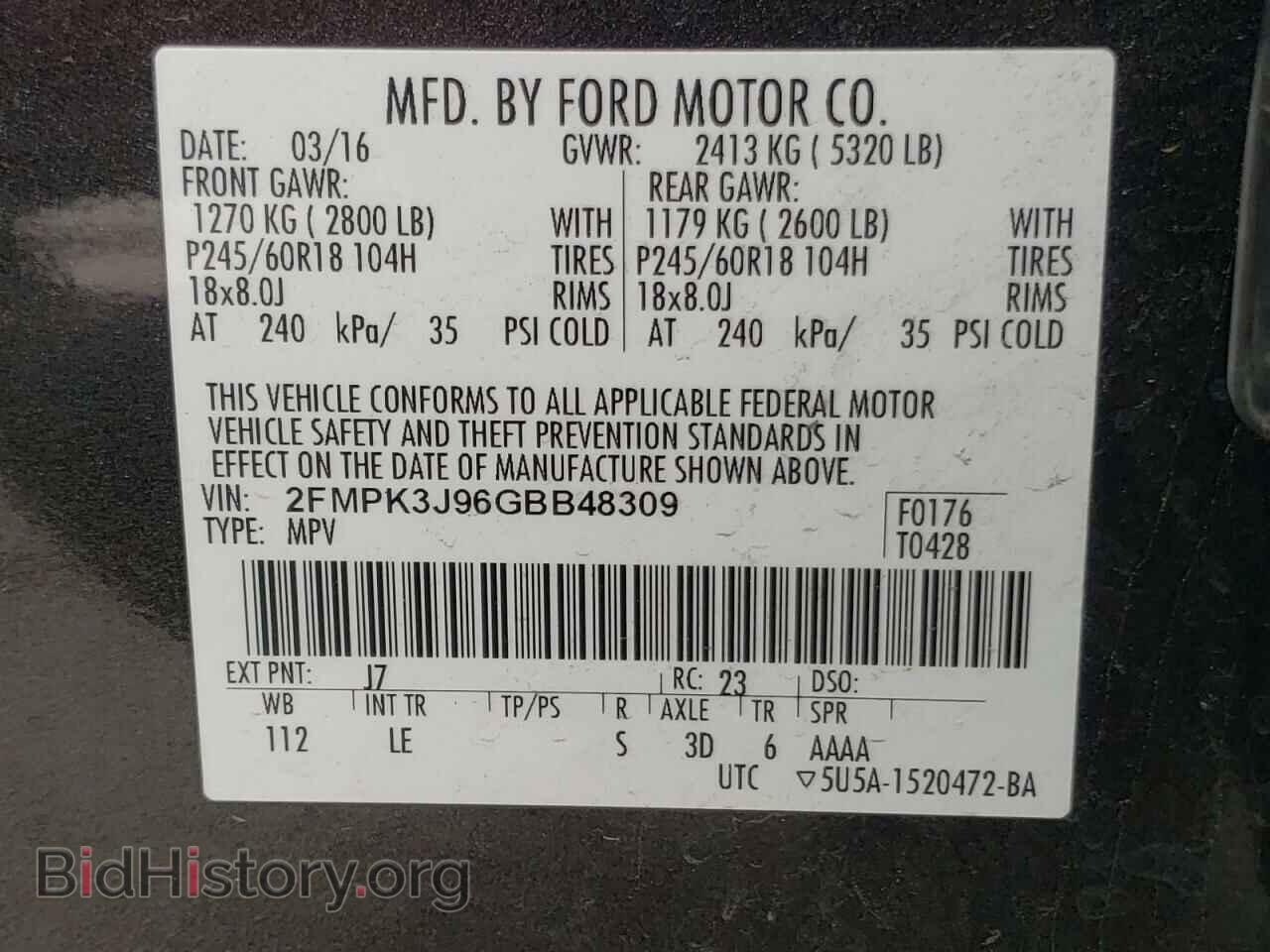 2016 FORD EDGE - VIN: 2FMPK3J96GBB48309 - Photo 10