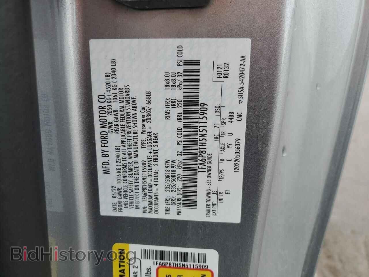 2022 FORD ALL Models - VIN: 1FA6P8TH5N5115909 - Фото 15