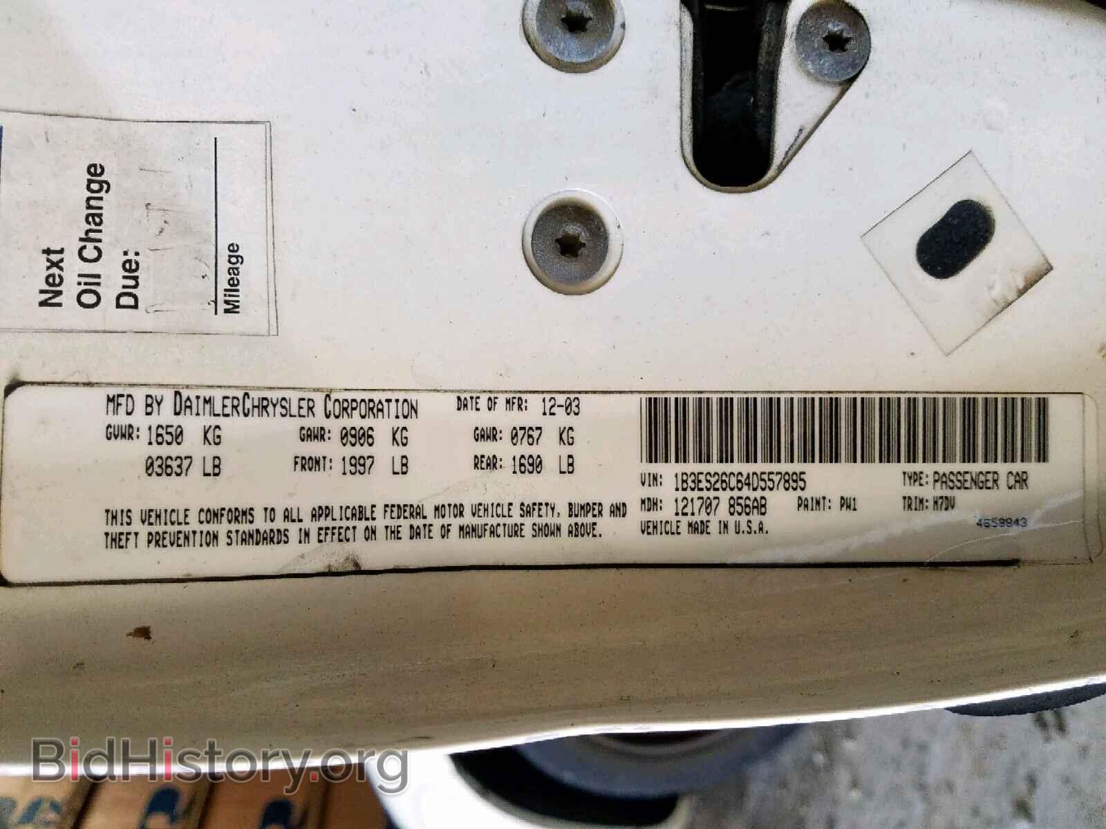 2004 DODGE NEON - VIN: 1B3ES26C64D557895 - Фото 10