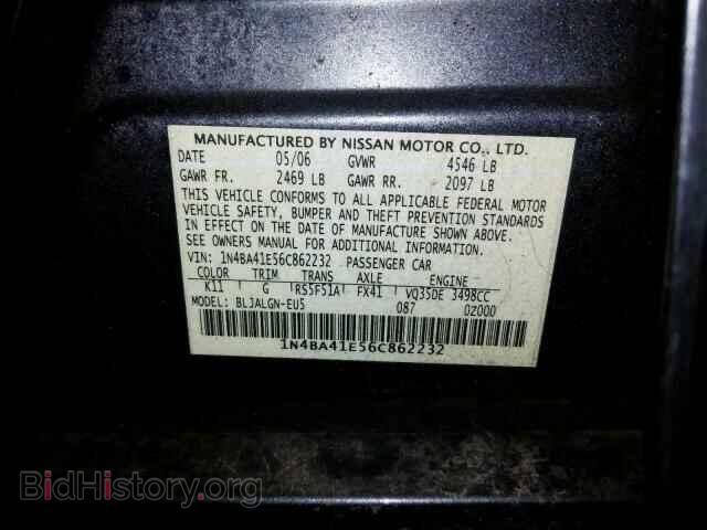 2006 NISSAN MAXIMA - VIN: 1N4BA41E56C862232 - Фото 10