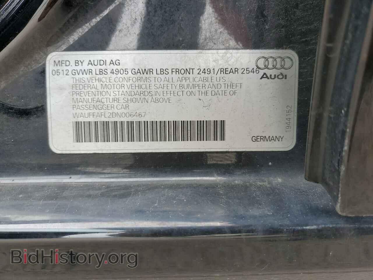 2013 AUDI A4 - VIN: WAUFFAFL2DN006467 - Фото 12