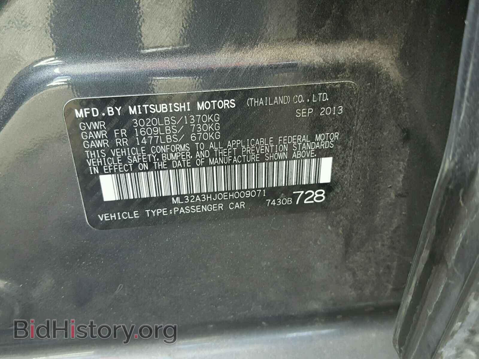 2014 MITSUBISHI MIRAGE - VIN: ML32A3HJ0EH009071 - Фото 10