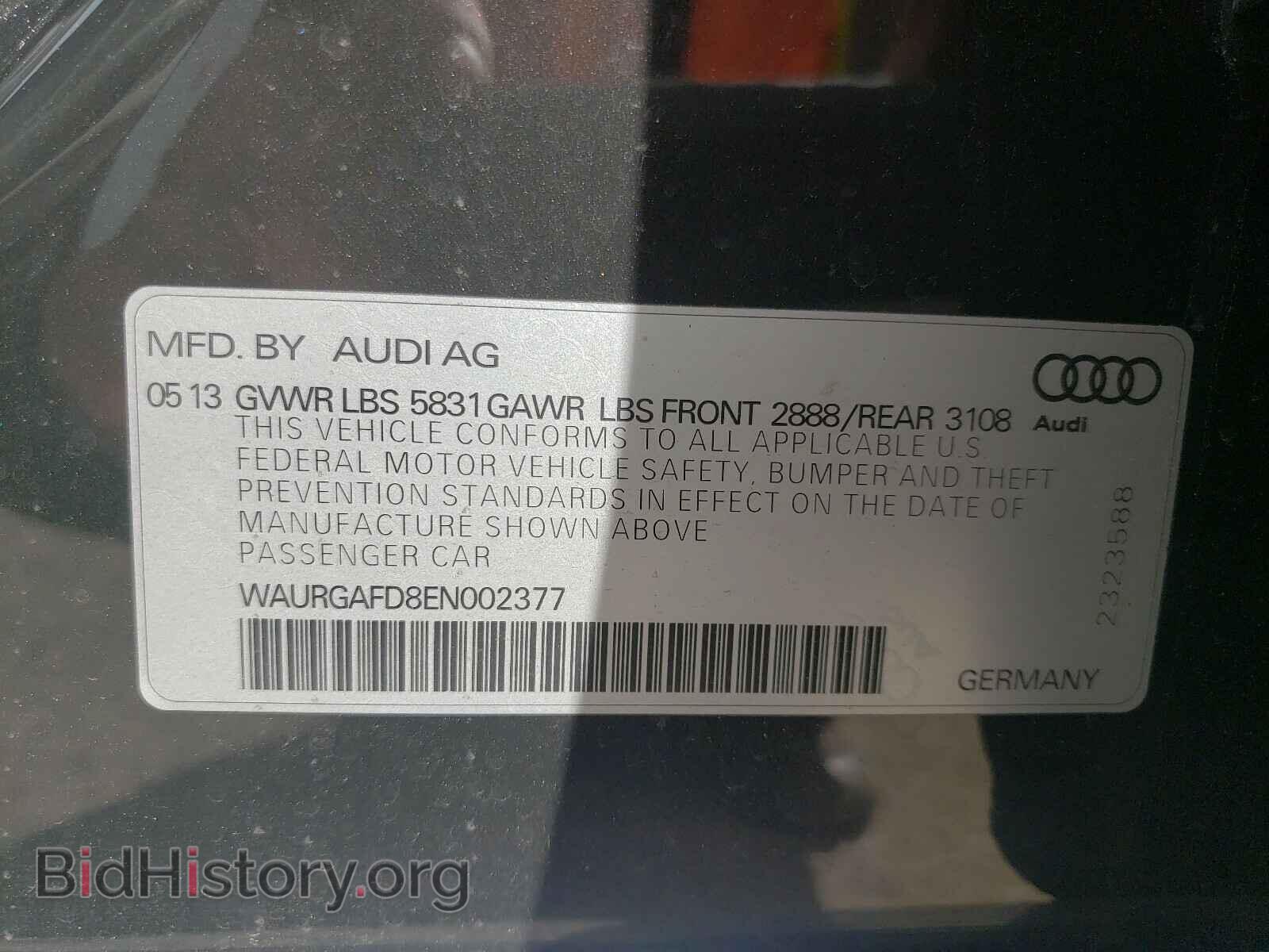 2014 AUDI A8 - VIN: WAURGAFD8EN002377 - Фото 10