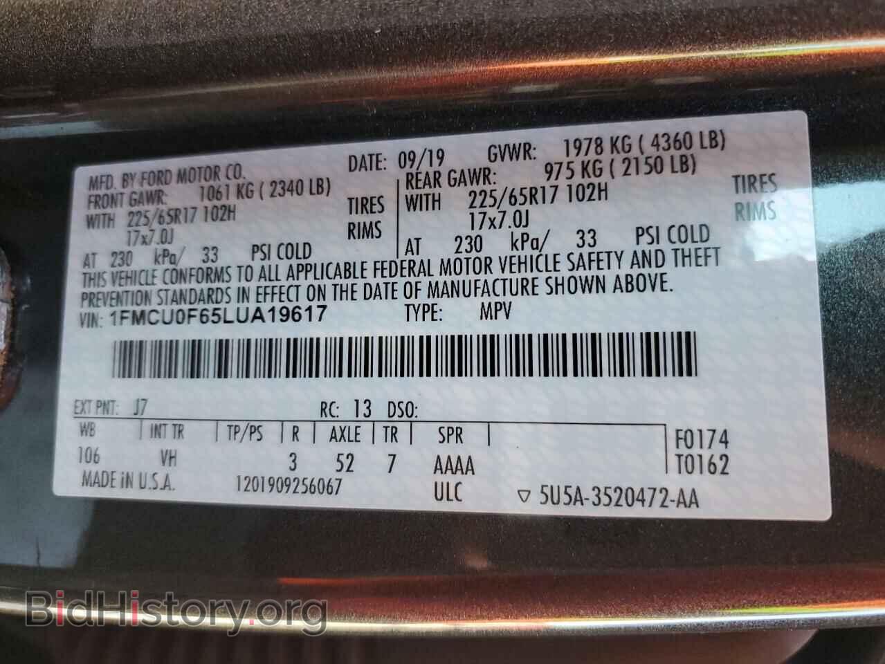 2020 FORD ESCAPE - VIN: 1FMCU0F65LUA19617 - Фото 12