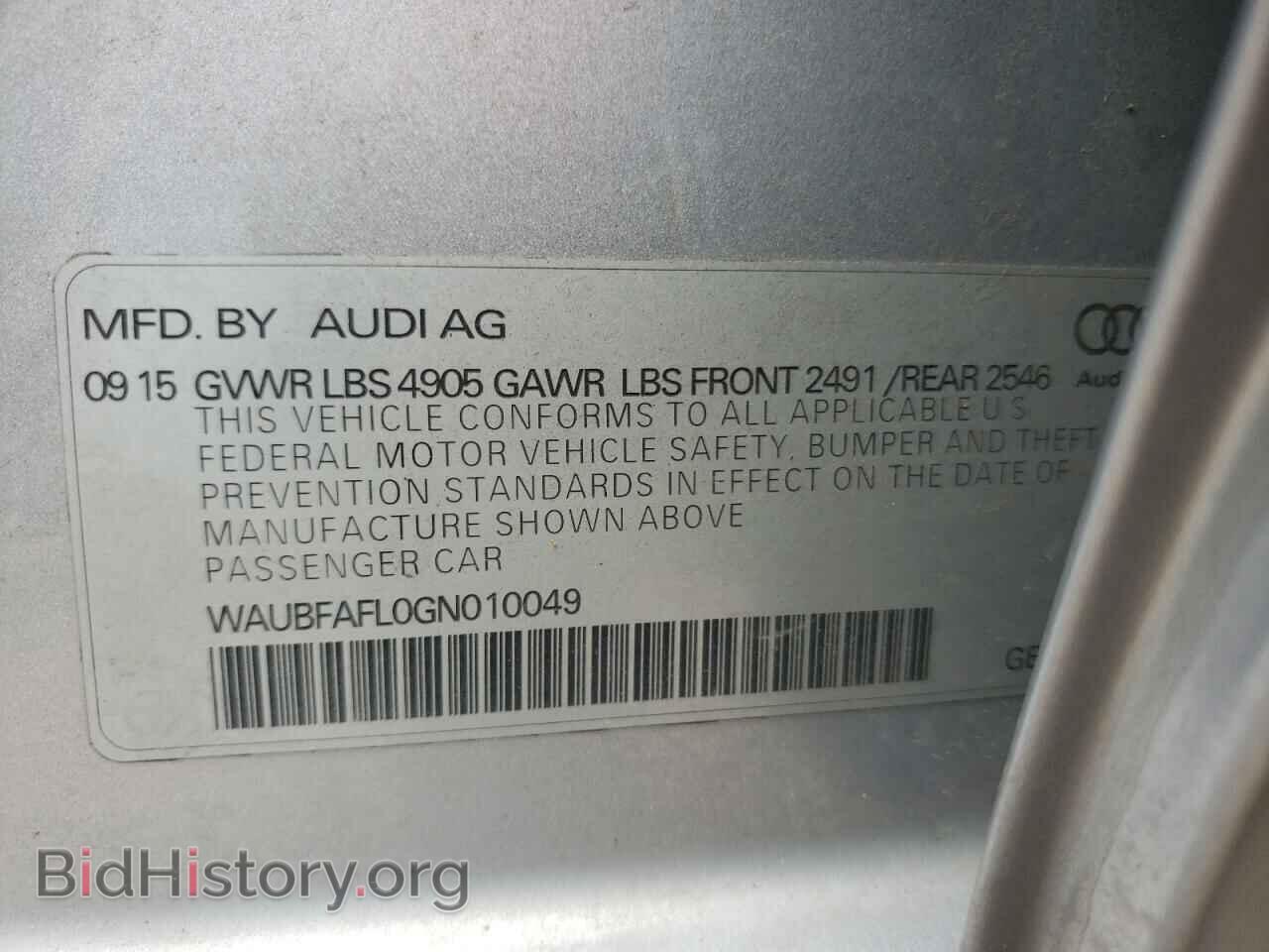 2016 AUDI A4 - VIN: WAUBFAFL0GN010049 - Фото 10